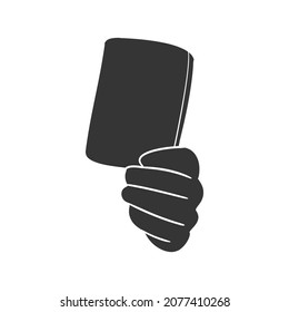 Penalty Card Icon Silhouette Illustration. Sports Referee Vector Graphic Pictogram Symbol Clip Art. Doodle Sketch Black Sign.