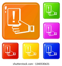 Penalty card icons set collection vector 6 color isolated on white background