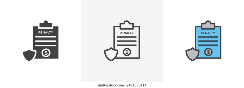 Penalty colored icon set. Eps 10