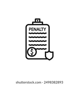 Icono de documento de penalización aislado sobre fondo blanco