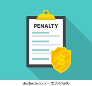 Penalty document with money shield in a flat design. Vector illustration