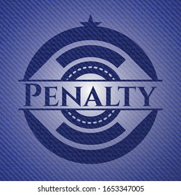 Emblema de penalidad con textura de jean. Ilustración vectorial. Detallado.