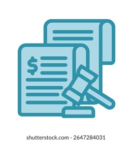 Penalty Fee dual tone blue color, mini illustration icon. use for modern concept, print, UI, UX kit, web and app development. Vector related to risk management, business, finance.
