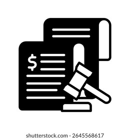 Glifo de Taxa de Multa, ícone de mini ilustração. use para conceito moderno, impressão, interface do usuário, kit UX, desenvolvimento de web e aplicativo. Vetor relacionado com gestão de riscos, negócios, finanças.

