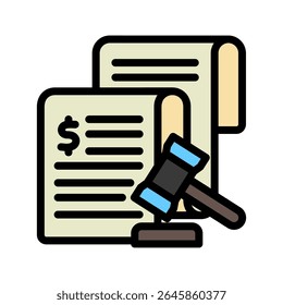 Penalty Fee outline color, mini ícone de ilustração. use para conceito moderno, impressão, UI, kit UX, web e desenvolvimento de aplicativos. Vetor relacionado com gestão de riscos, negócios, finanças.

