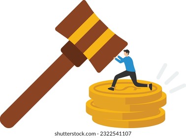 Penalty fine to pay for prohibited legal, Charge and expense punishment notice, Traffic charge and bill, Money coins stack

