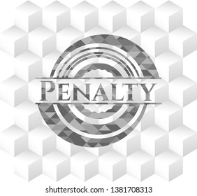 Penalty grey emblem with geometric cube white background