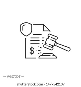 penalty icon, financial forfeit, surcharge, thin line symbol on white background - editable stroke vector illustration eps 10