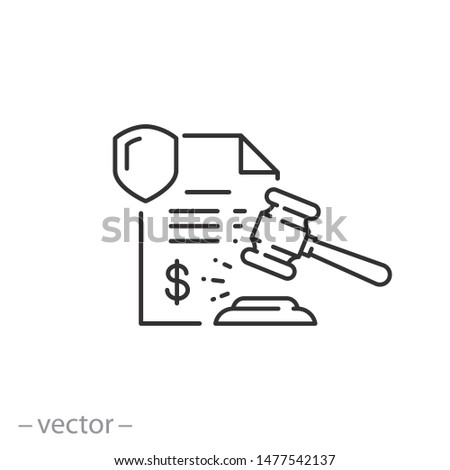 penalty icon, financial forfeit, surcharge, thin line symbol on white background - editable stroke vector illustration eps 10 Stockfoto © 