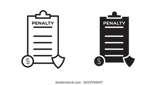 Icono de penalización. Versiones planas y de trazo. Elementos gráficos.