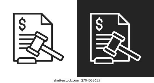 Icono De Penalización En Versión De Línea Sobre Fondo Blanco Y Negro