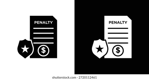 Icono de penalización ilustraciones gráficas planas simples. Vector de silueta blanco y negro