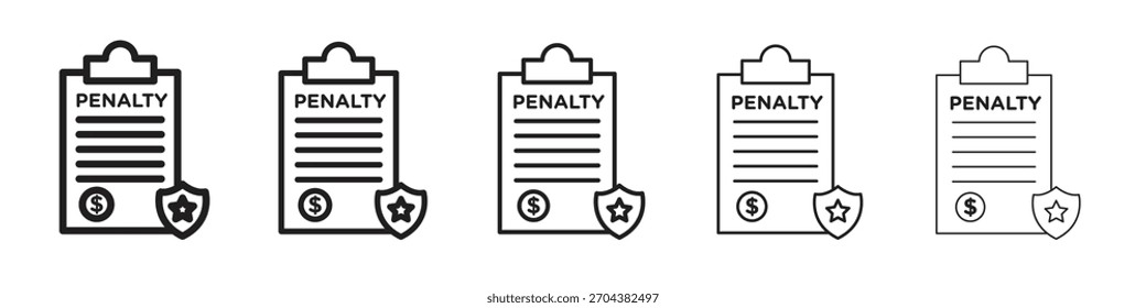 Penalty iconBlack linear bold and thin strokes set