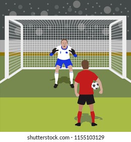 Penalty kick concept, soccer football championship vector background.