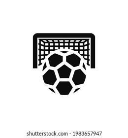 Penalty kick vector icon. Soccer ball and gate symbol. Football gate with a ball on penalty point.