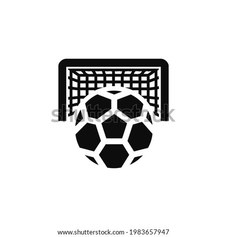 Penalty kick vector icon. Soccer ball and gate symbol. Football gate with a ball on penalty point.