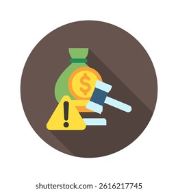 Penalty Notice mini illustration rounded color icon, use for taxation, economy, business, finance, UI, UX kit, app and web development, digital or print.
