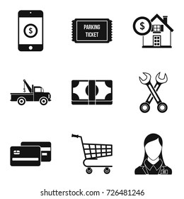 Penalty for parking icons set. Simple set of 9 penalty for parking vector icons for web isolated on white background
