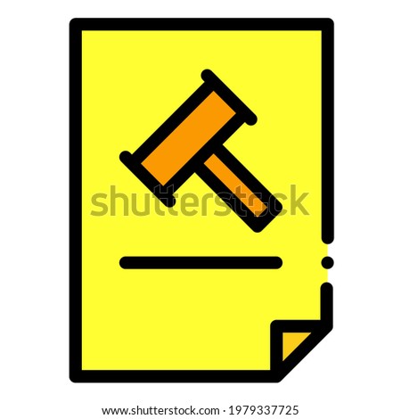 Penalty, Punishment, Warning, Hammer, Decision, Sanction Financial Business in Color Filled Outline Icon