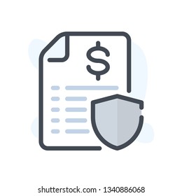 Penalty vector color line illustration. Bill and invoice outline icon. Payment protection isolated icon.