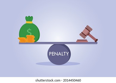 Penalty vector concept. Money bag balanced to a justice gave on the Penalty scales.