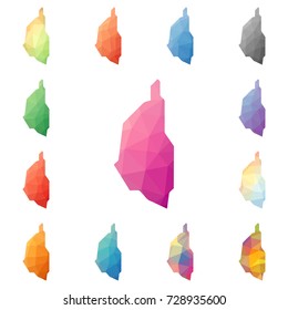 Penang Island geometric polygonal, mosaic style island maps collection. Bright abstract tessellation, low poly style, modern design. Penang Island polygonal maps for your infographics or presentation.