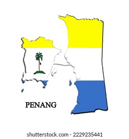 Penang map vector illustration. Malaysian city. State in Malaysia
