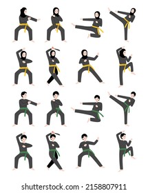 Pencak Silat character illustration vector flat concept 