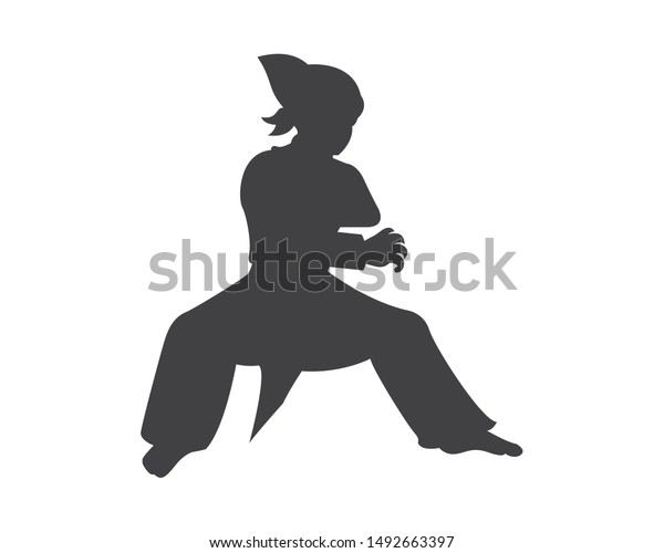  Pencak  Silat  Harimau Stance Silhouette Stock Vector 