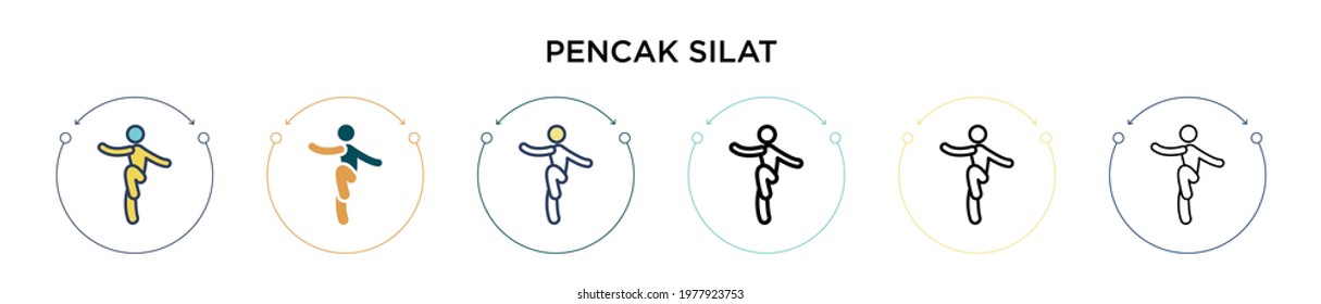 Pencak silat icon in filled, thin line, outline and stroke style. Vector illustration of two colored and black pencak silat vector icons designs can be used for mobile, ui, web
