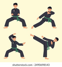 Pencak silat de artes marciales indonesias establece Ilustración vectorial de colección