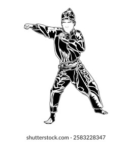 Pencak silat movement images, suitable for educational books, posters, logos, t-shirt designs and others