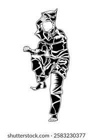 Pencak silat movement images, suitable for educational books, posters, logos, t-shirt designs and others