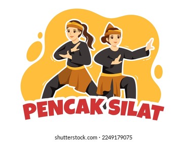 Pencak Silat Sport Illustration with People Pose Martial Artist from Indonesia for Web Banner or Landing Page in Flat Cartoon Hand Drawn Templates