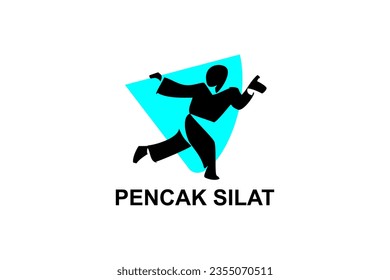 pencak silat sport vector line icon. sportsman, fighting stance. sport pictogram illustration.