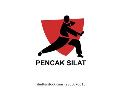 pencak silat sport vector line icon. sportsman, fighting stance. sport pictogram illustration.