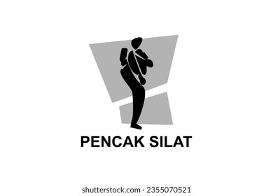 pencak silat sport vector line icon. sportsman, fighting stance. sport pictogram illustration.