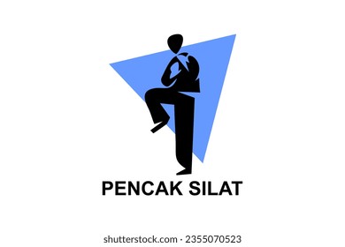 pencak silat sport vector line icon. sportsman, fighting stance. sport pictogram illustration.