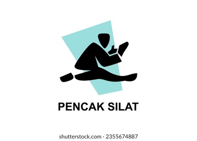 pencak silat sport vector line icon. sportsman, fighting stance. sport pictogram illustration.