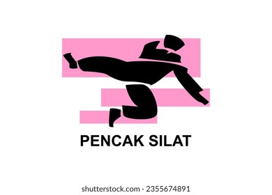 pencak silat sport vector line icon. sportsman, fighting stance. sport pictogram illustration.