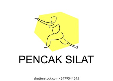 pencak silat sport vector line icon. sportsman, fighting stance. sport pictogram illustration.