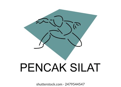 pencak silat sport vector line icon. sportsman, fighting stance. sport pictogram illustration.