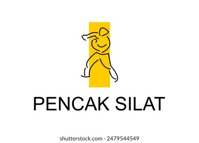 pencak silat sport vector line icon. sportsman, fighting stance. sport pictogram illustration.