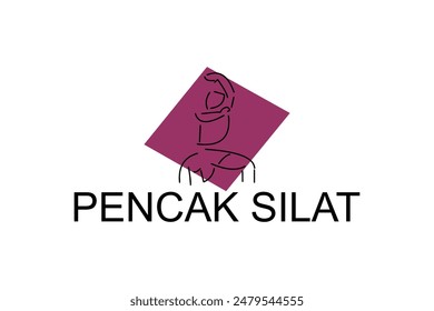 pencak silat sport vector line icon. sportsman, fighting stance. sport pictogram illustration.