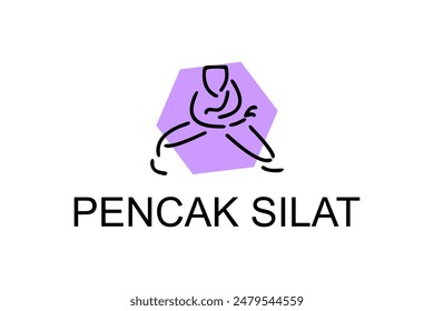 pencak silat sport vector line icon. sportsman, fighting stance. sport pictogram illustration.