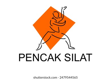 pencak silat sport vector line icon. sportsman, fighting stance. sport pictogram illustration.