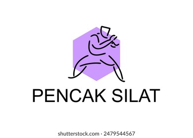 pencak silat sport vector line icon. sportsman, fighting stance. sport pictogram illustration.