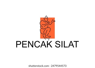 pencak silat sport vector line icon. sportsman, fighting stance. sport pictogram illustration.