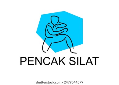 pencak silat sport vector line icon. sportsman, fighting stance. sport pictogram illustration.