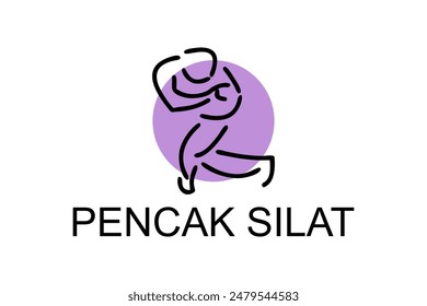 pencak silat sport vector line icon. sportsman, fighting stance. sport pictogram illustration.